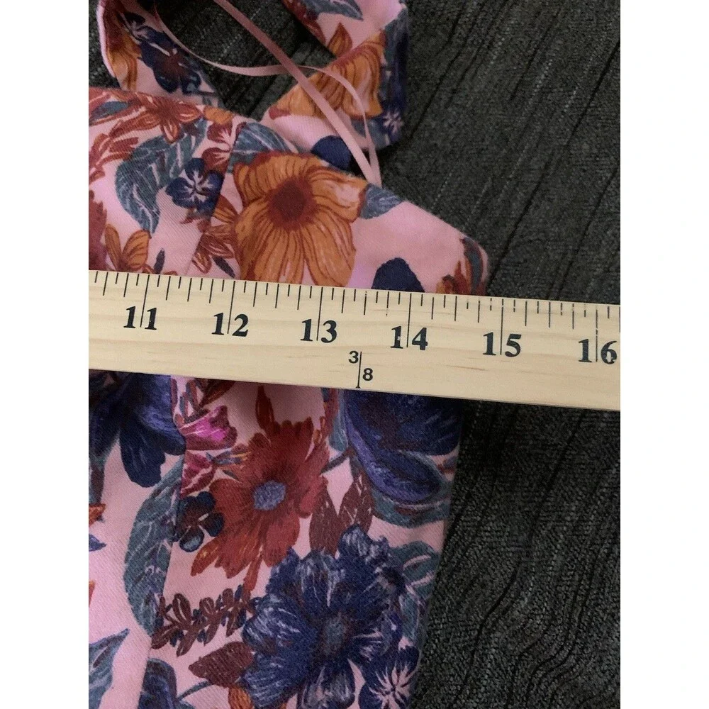 Finders Keepers Floral Twee Mini Dress Pink Linen Blend Square Neck Small Summer - Picture 15 of 16